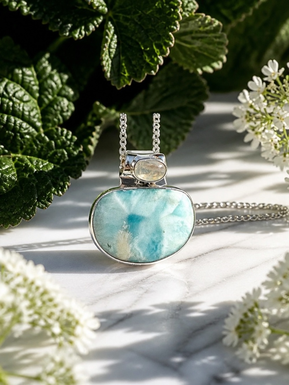 NEW! Larimar & Moonstone Necklace